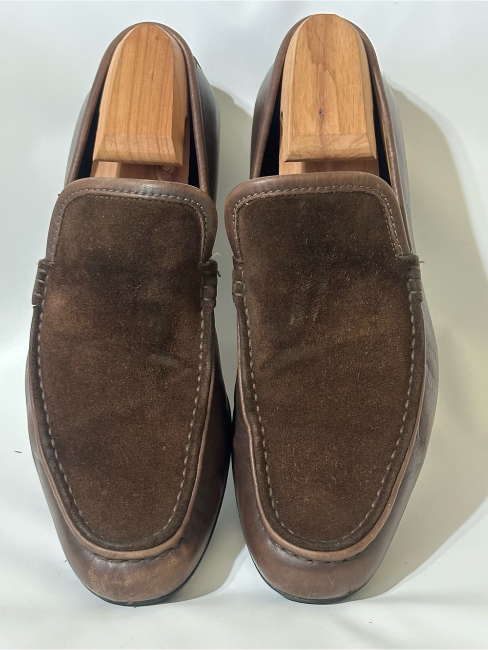 Gucci Brown Suede and Leather Slip-On Loafers